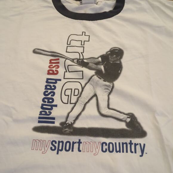 VTG Walt Disney World True USA Baseball Adult XL Ringer Shirt 90s Epcot Country - Picture 2 of 10